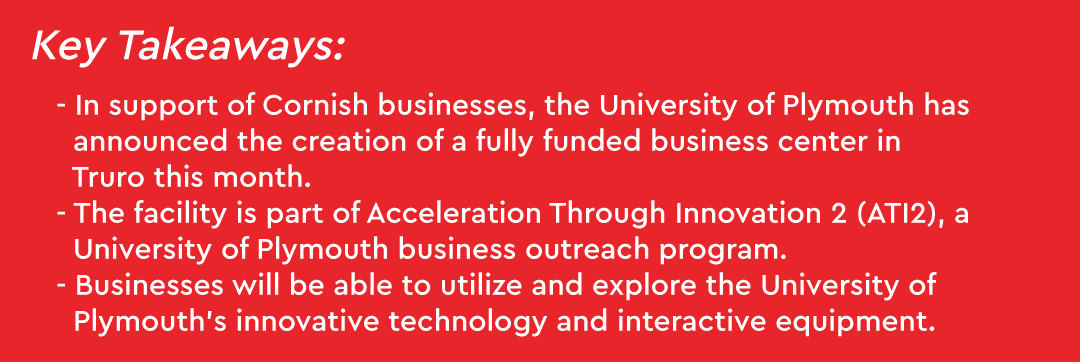 The center is part of ATI2, a corporate outreach initiative run by the University of Plymouth and financed in part by the European Regional Development Fund and Cornwall Council. On Jan. 27, 2022, the center will open to individuals working for small- to medium-sized businesses (SMEs) who require facilities to support their operations while limitations are in place and follow the government's COVID-19 standards. The University of Plymouth's new technology and interactive equipment will be on display for businesses to use and explore within the Pop-Up Innovation Centre's substantially sized premises. Businesses can meet with ATI2's Business Innovation Advisors, accredited by the respected Institute of Innovation and Knowledge Exchange and professional Innovation Practitioners (IKE). After previously relocating from Hayle, where businesses across Penwith got together and engaged in the venue, the Pop-up will be running for four months. ATI2 helps SMEs adopt innovative ideas that increase growth, productivity, and long-term change. To date, over 350 businesses have been involved in the current effort, which has resulted in 29 grants worth GBP 769,856 being given out to support Cornish innovation projects. Abcodo is an MSM company that serves as the in-house recruitment partner of MSM Unify, a student recruitment and marketing platform that connects partner schools to top-tier agents and their students worldwide. Sign up now to get the latest updates and information on international student recruitment.