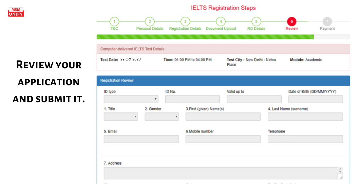 IELTS application form 4