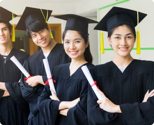 group diverse grads throwing caps up sky 10.png germany