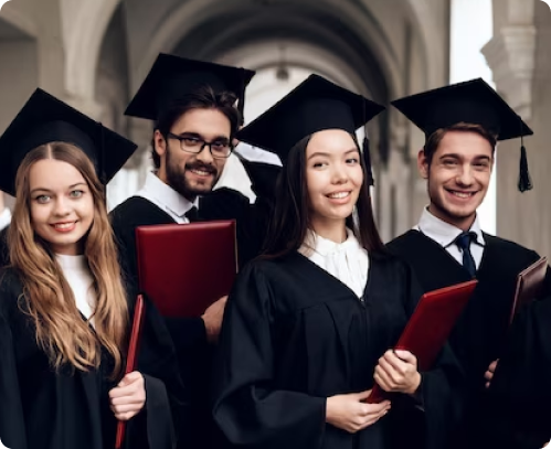 group diverse grads throwing caps up sky New Zealand 16